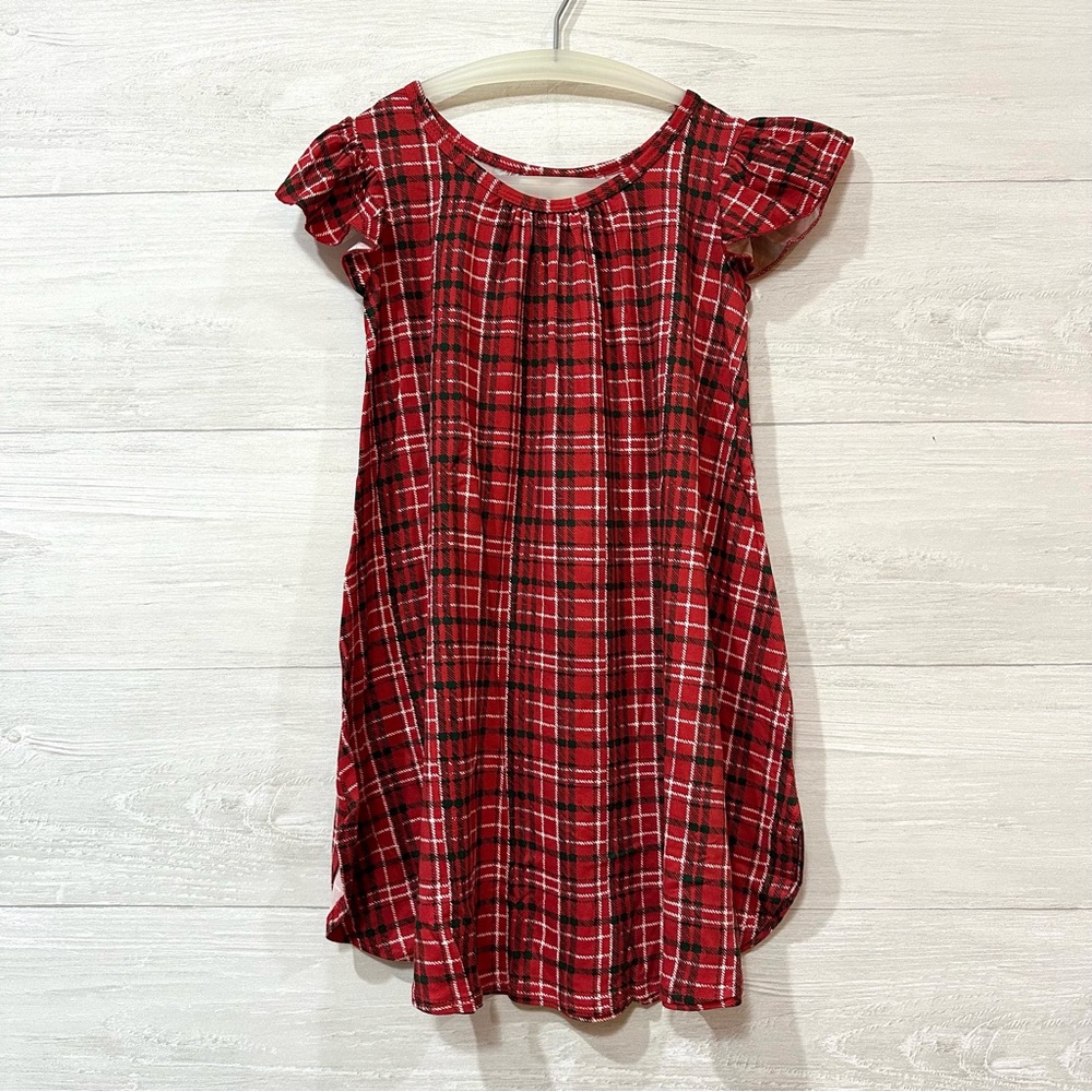 New - Dot Dot Smile Red Plaid Kids Swing Dress 3/4